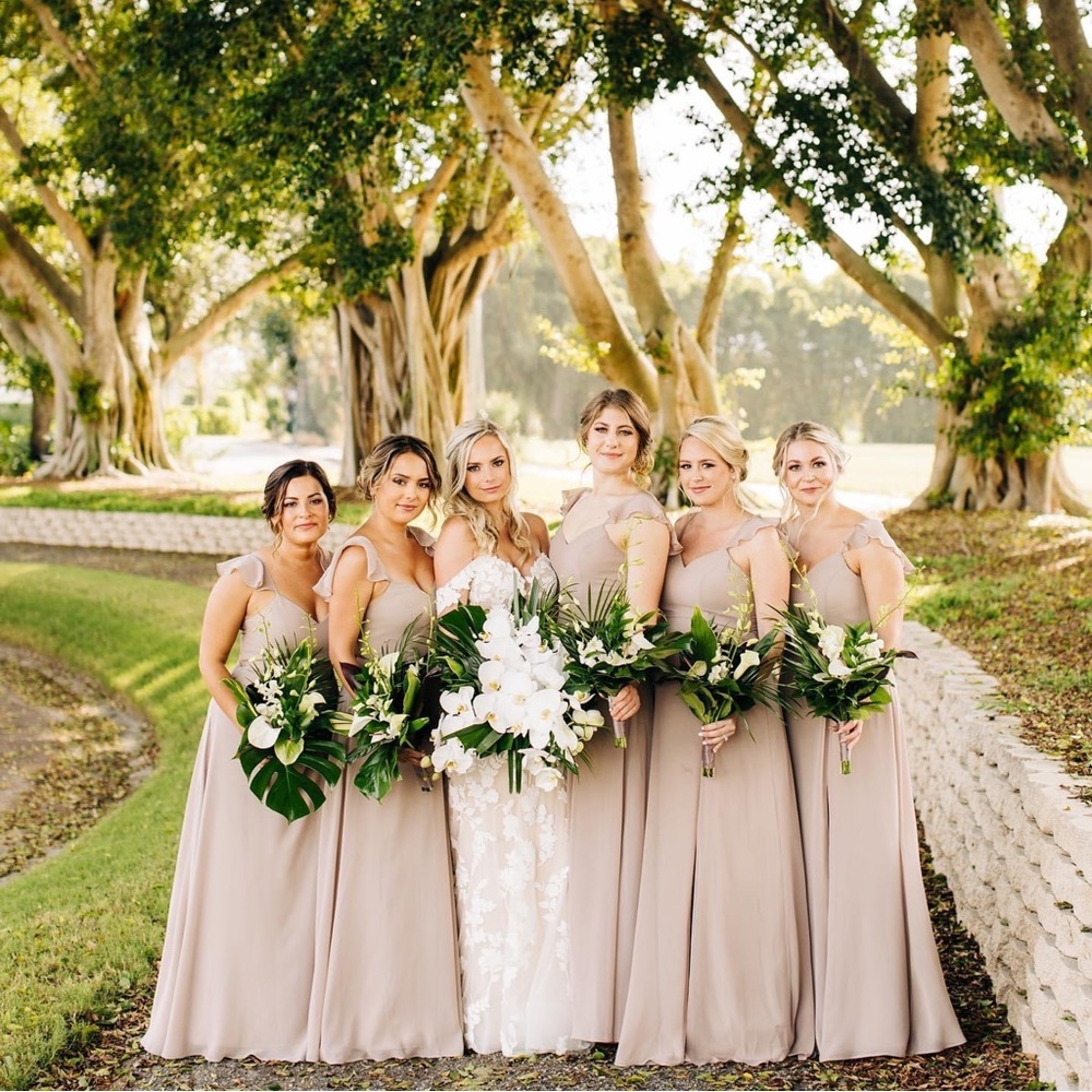 Azazie Everett color taupe size A2 bridesmaid wedding guest dress